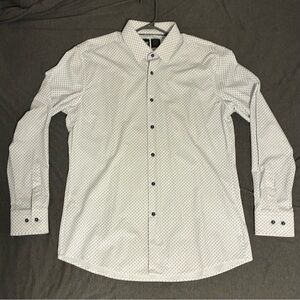 Men's Hugo Boss White Patterned dress Shirt // 16-L